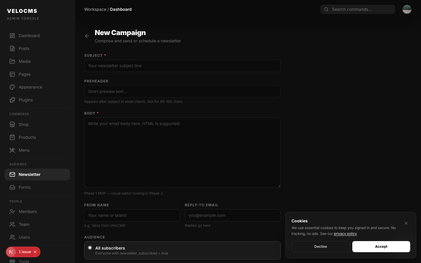 Newsletter v2 screenshot